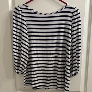 Green Envelope Striped Long Sleeve Top - Black and White